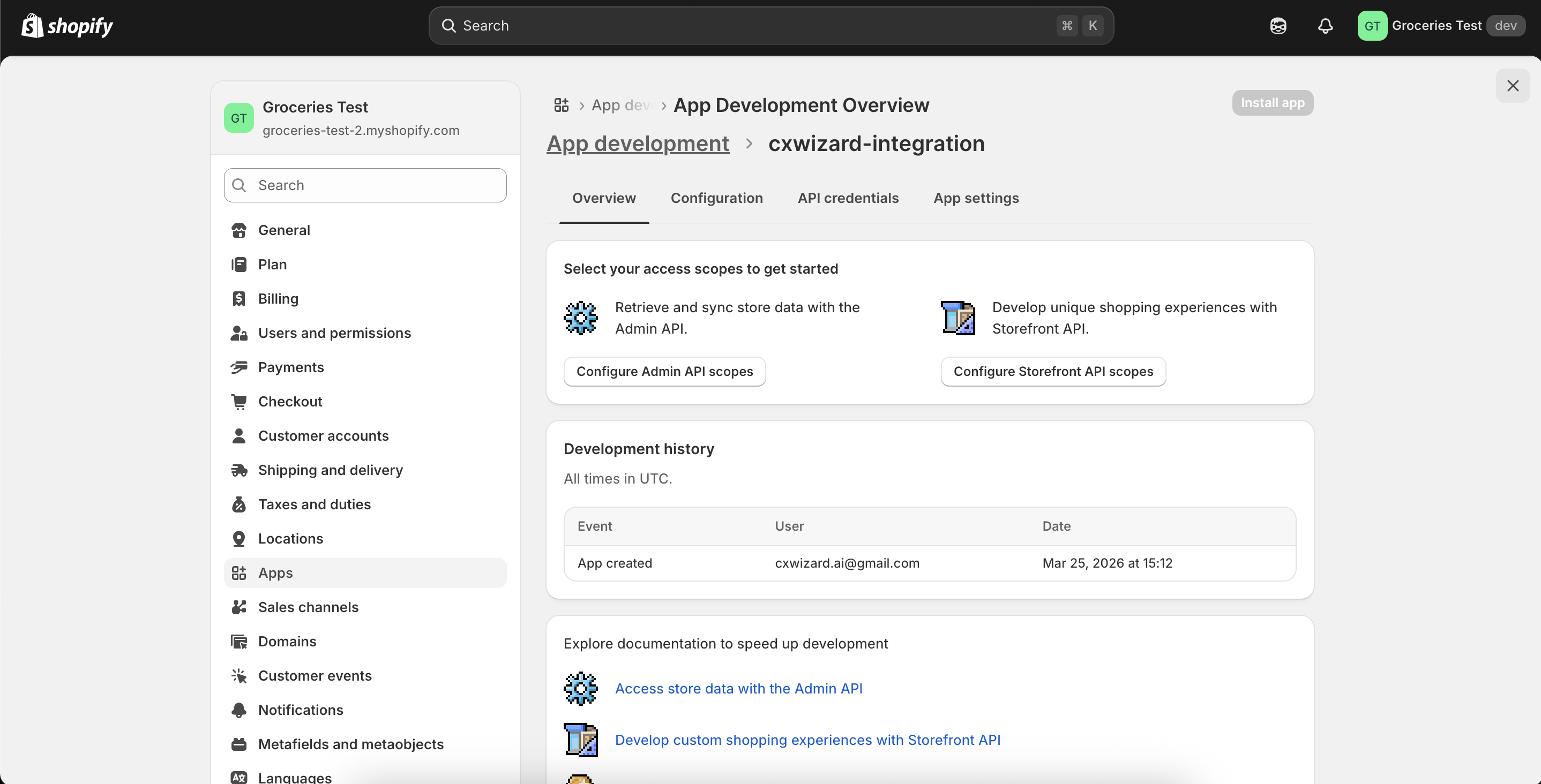 Configure Admin API scopes
